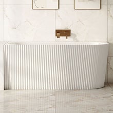 Salem Matte White Oval Acrylic Corner Bath with Overflow
